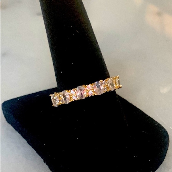 NEW HIGH END 18k Plated Eternity Ring Faux Diamonds Size 7.5 #6 - Picture 4 of 9